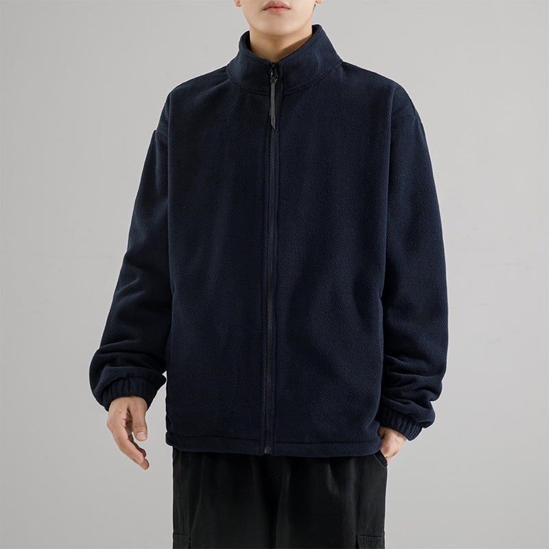 Stay Warm in Style: The Polar Fleece Stand Collar Sweater for Men