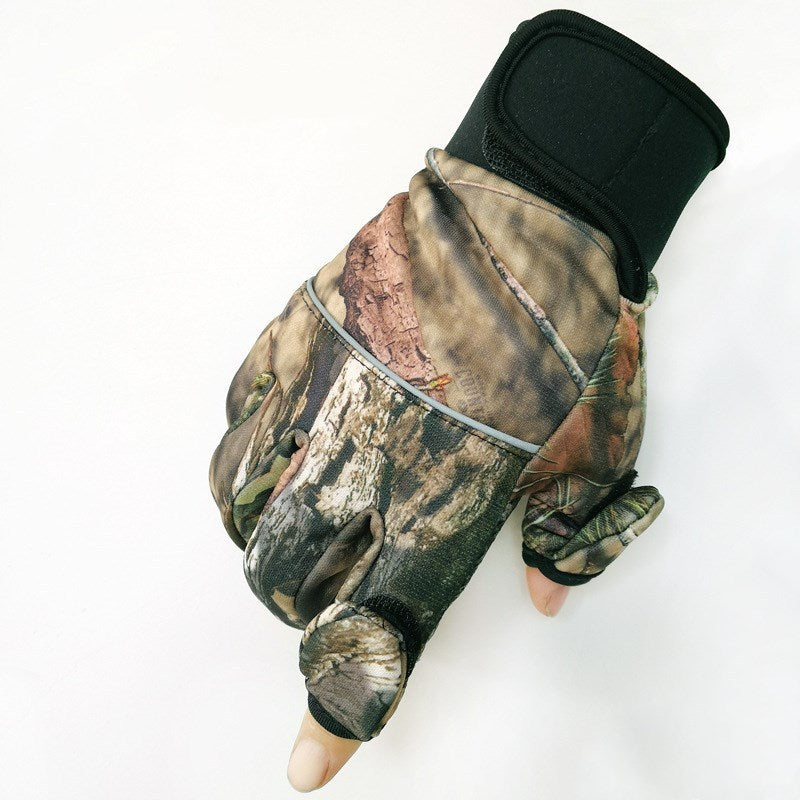 Winter camouflage warm fleece gloves