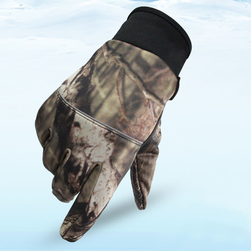 Winter camouflage warm fleece gloves
