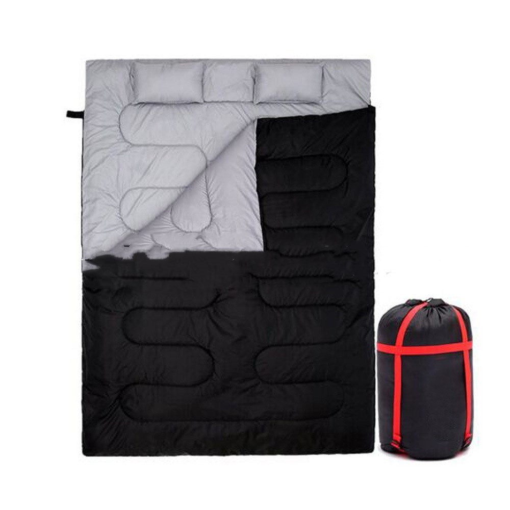 Double Thickened Camping Sleeping Bag With Pillow