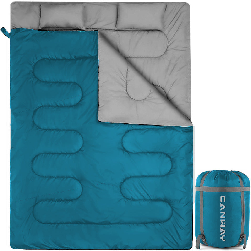 Double Thickened Camping Sleeping Bag With Pillow