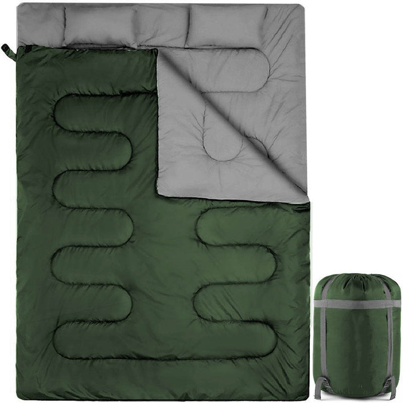 Double Thickened Camping Sleeping Bag With Pillow