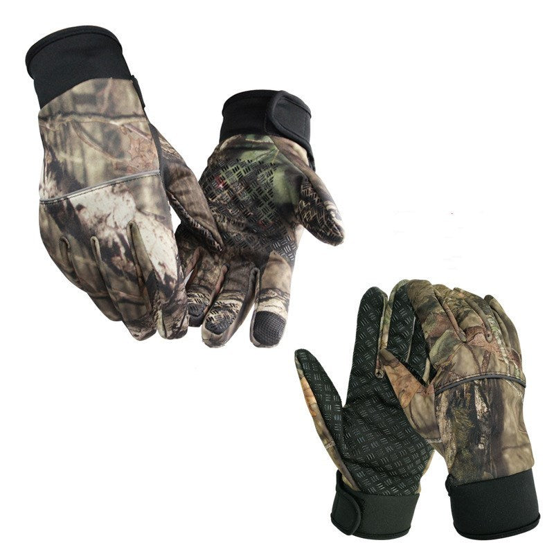 Winter camouflage warm fleece gloves