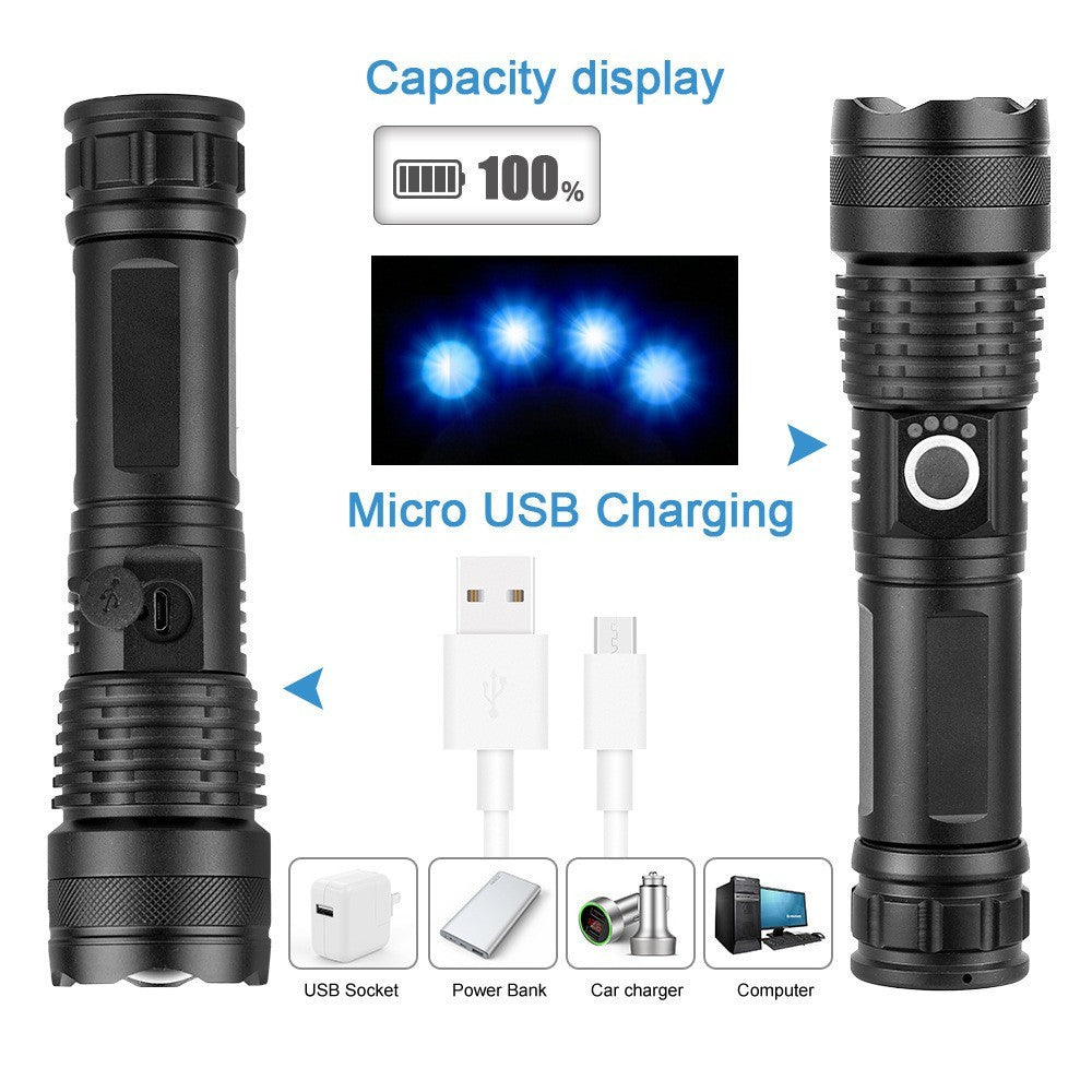Aluminum Alloy Power Display Telescopic Flashlight