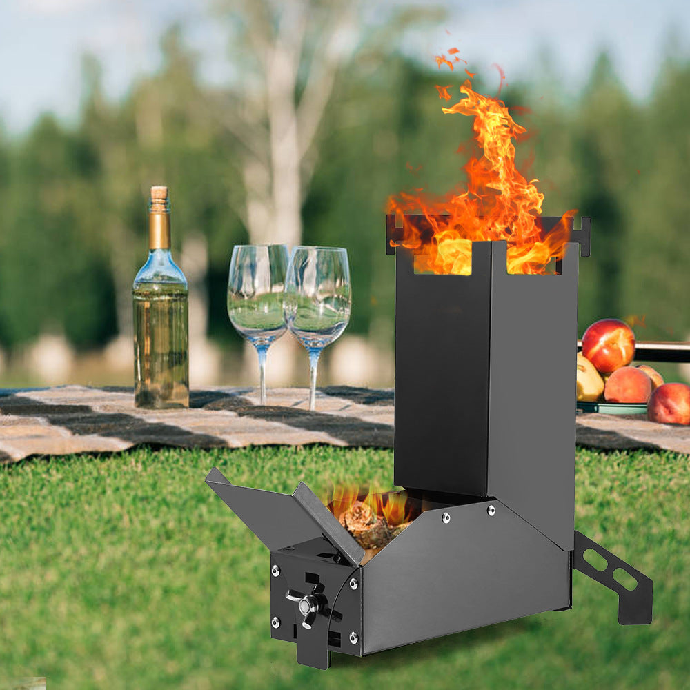 Portable Stainless Steel Folding Camping BBQ Wood Stove