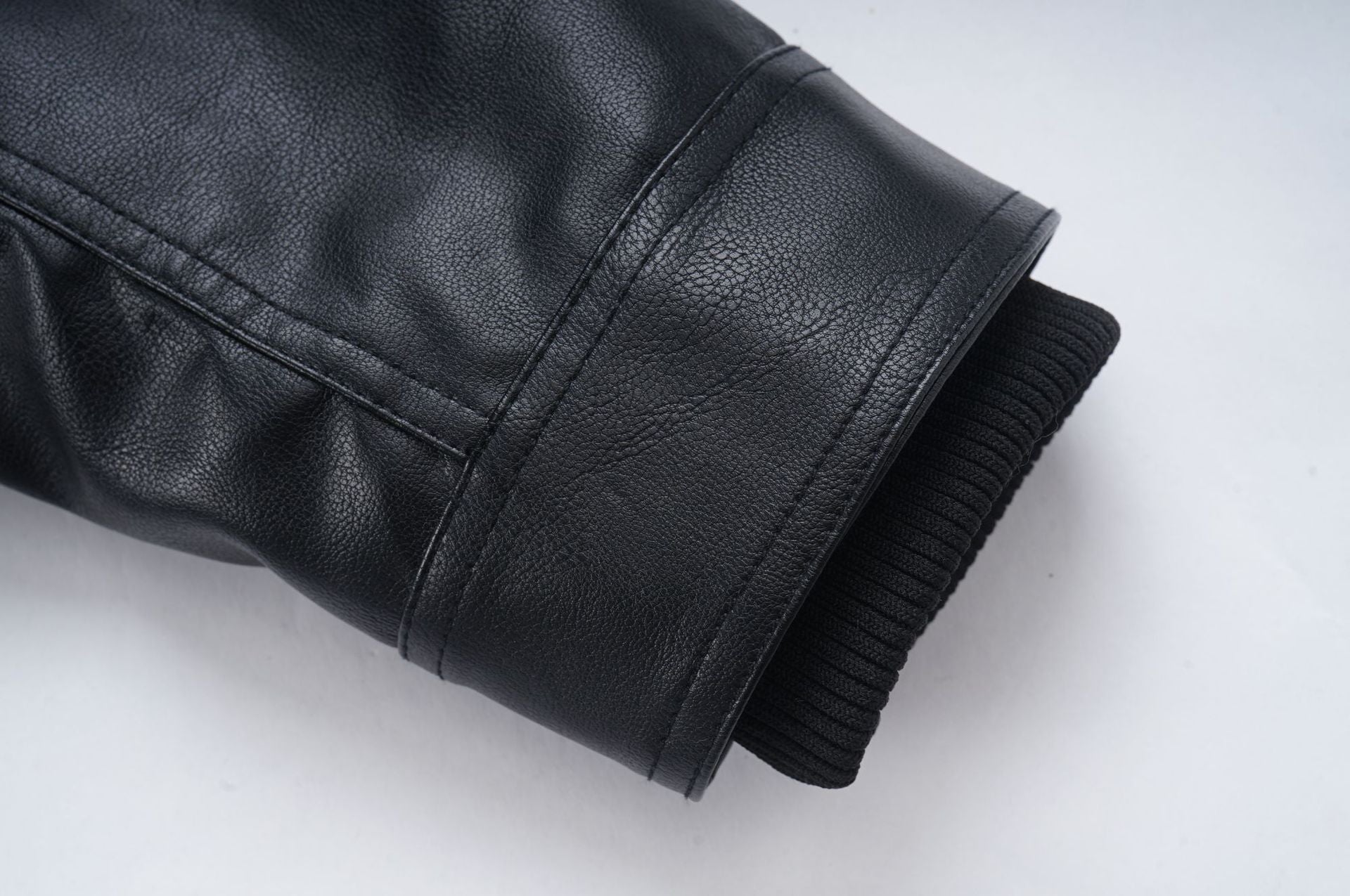 Men's Casual Stand Collar Pu Leather Jacket