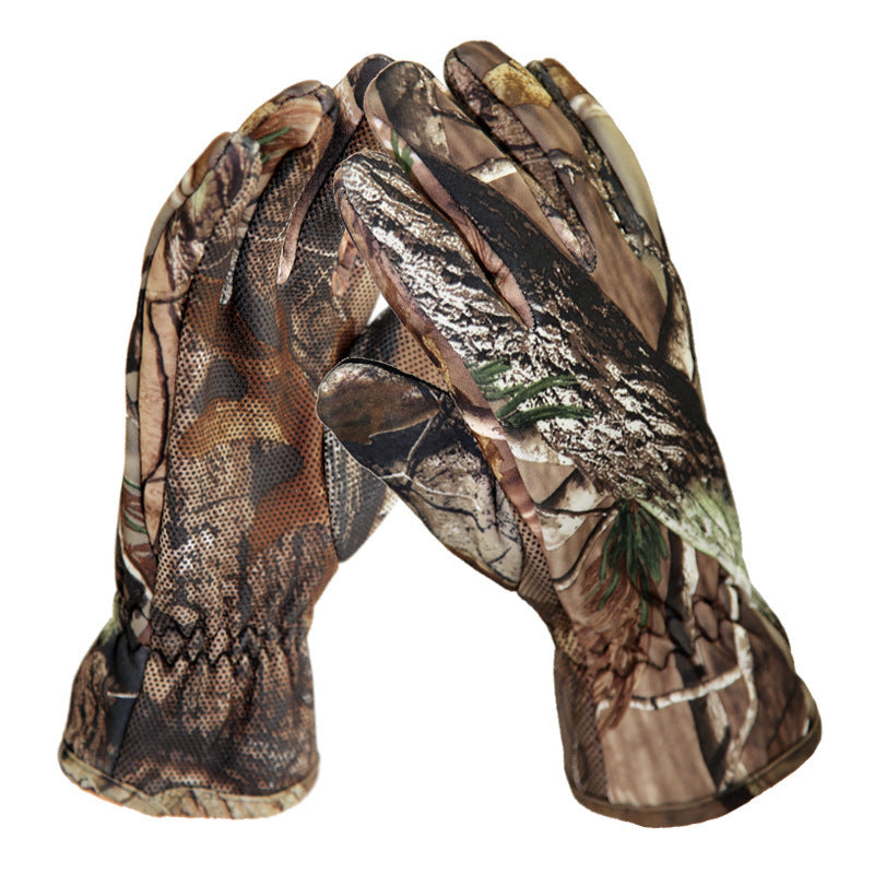 Winter camouflage warm fleece gloves