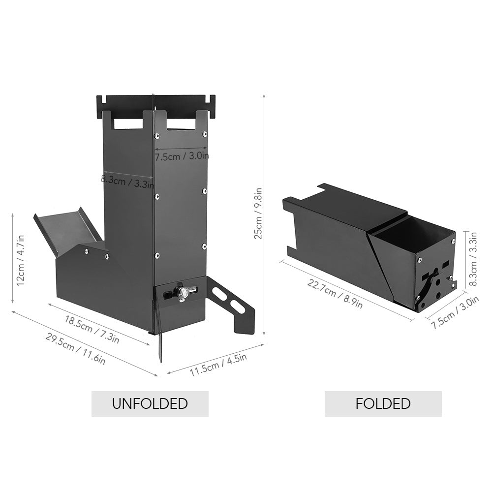 Portable Stainless Steel Folding Camping BBQ Wood Stove