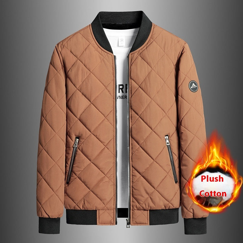 Casual Men's Fleece-lined Thickening Stand Collar