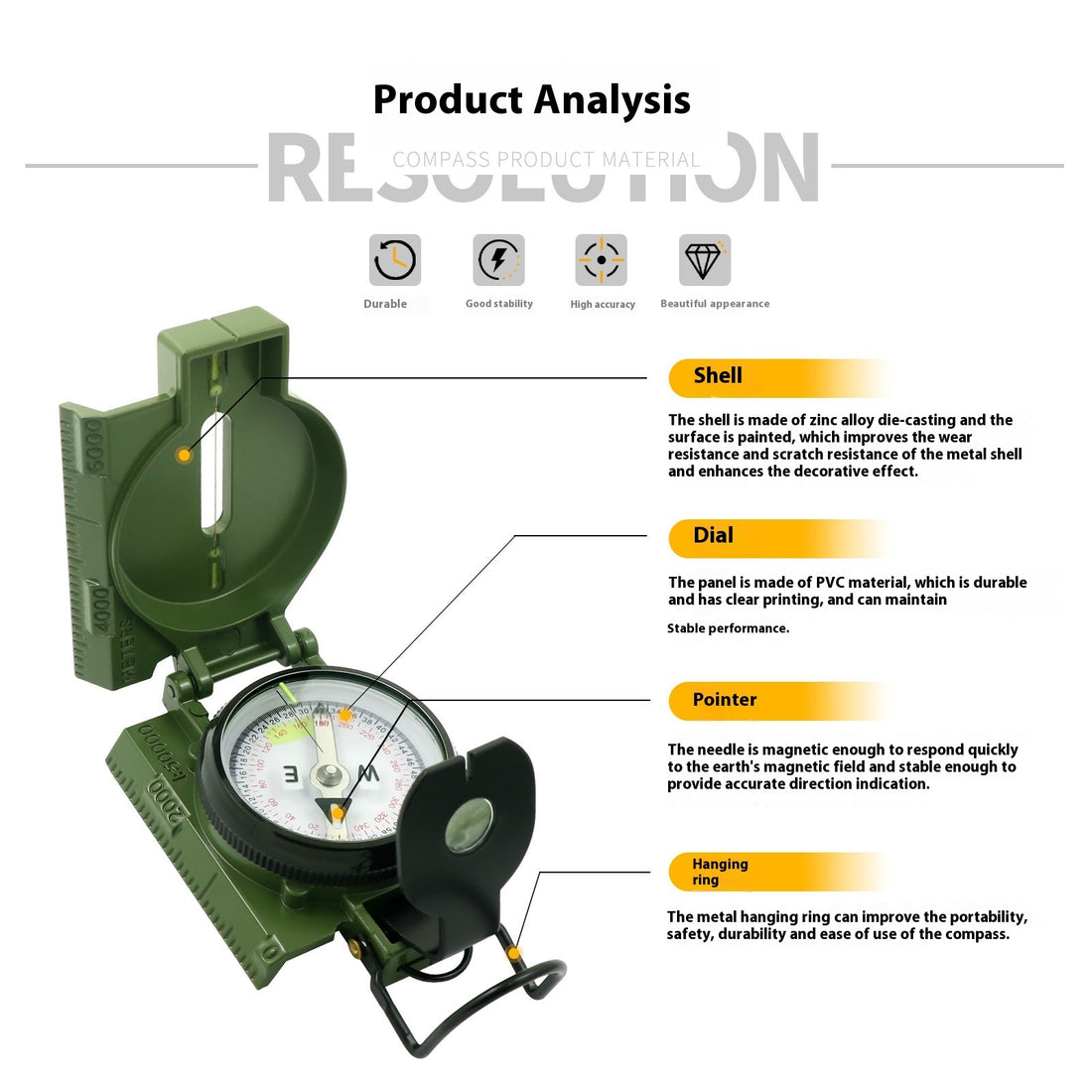 Multifunctional Camping Cross-country Compass