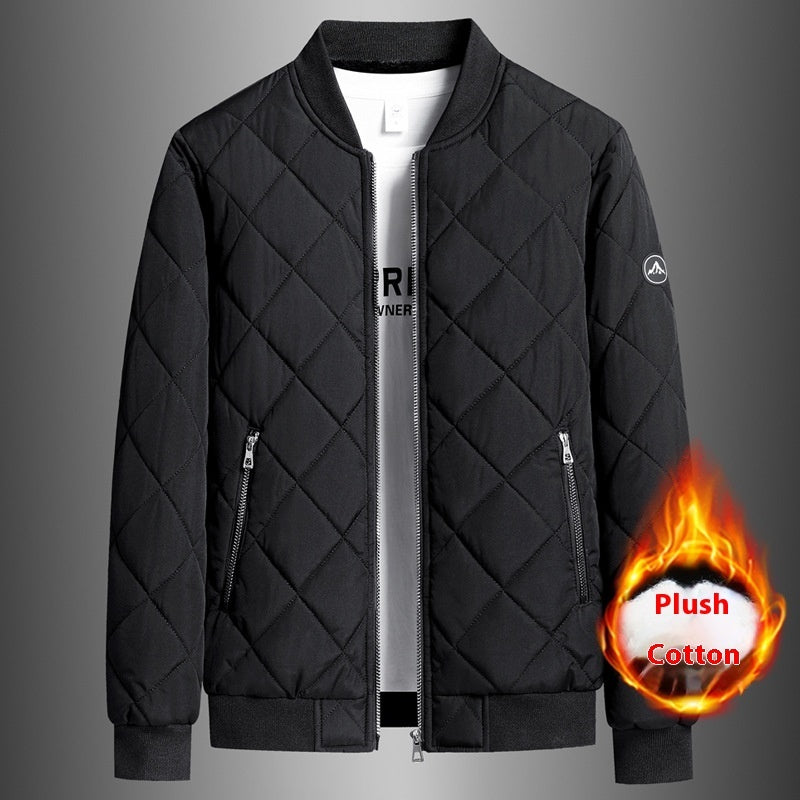 Casual Men's Fleece-lined Thickening Stand Collar