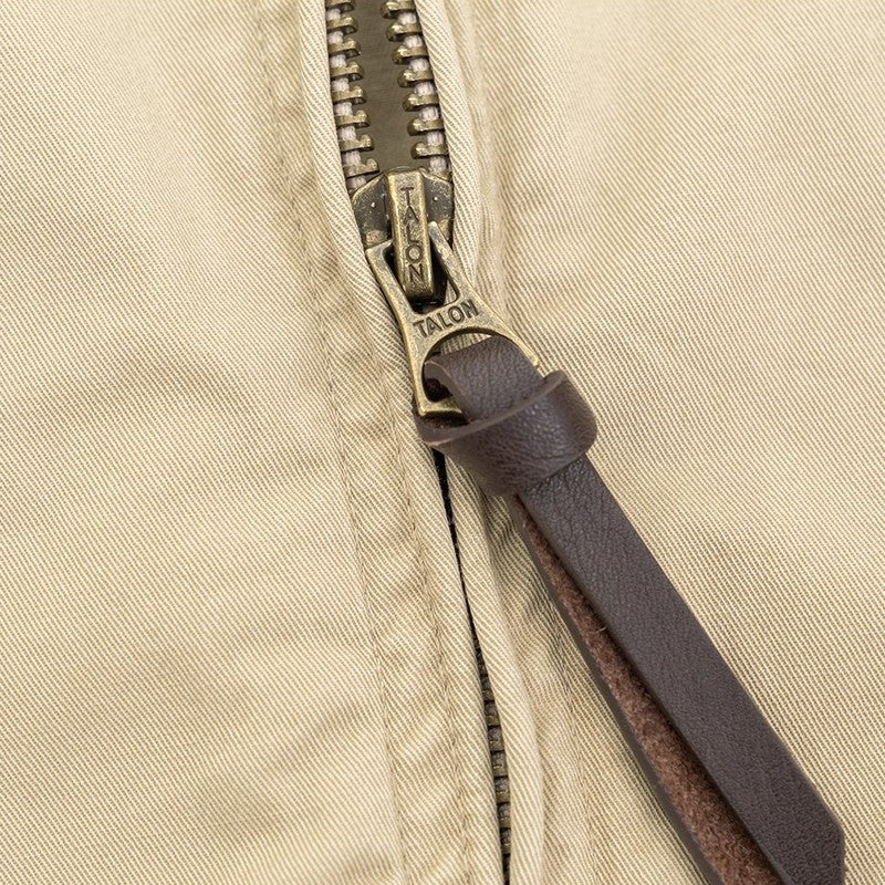Classic Khaki Retro Cadre Collar Zip Thin Jacket