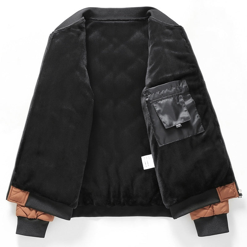 Casual Men's Fleece-lined Thickening Stand Collar