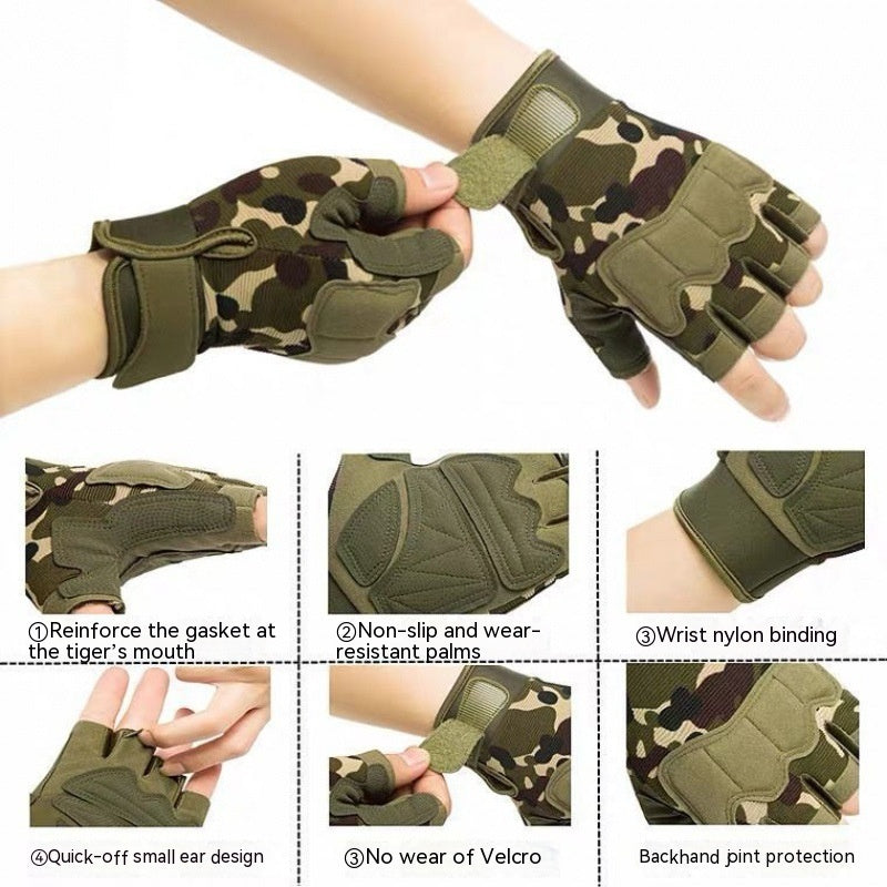Men's Camouflage Short Finger Outdoor Gloves