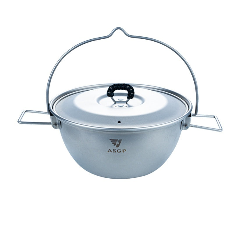 Pure Titanium Camping Pot With Lid Portable