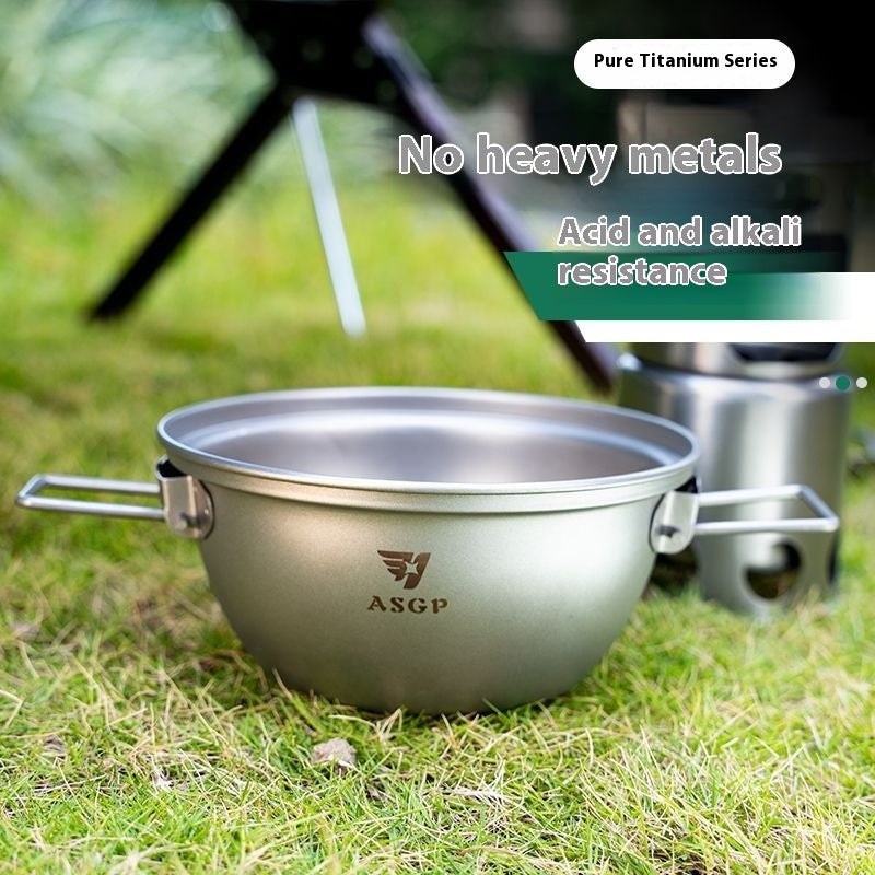 Pure Titanium Camping Pot With Lid Portable