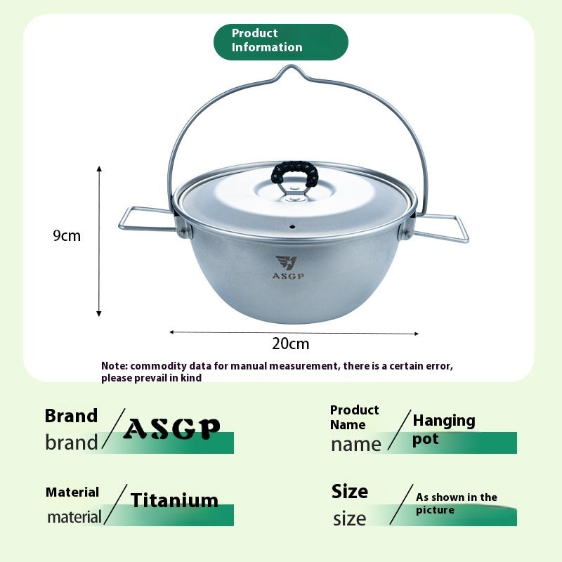 Pure Titanium Camping Pot With Lid Portable